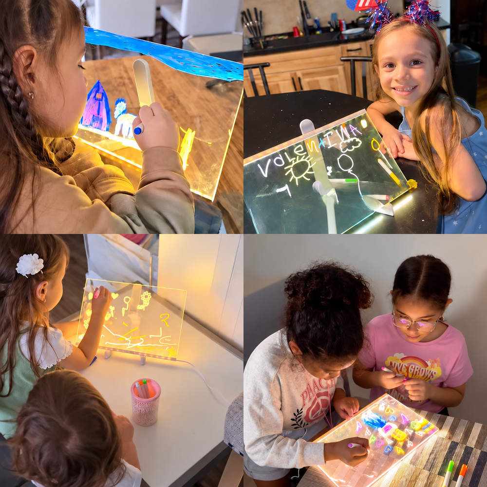 Children creating and displaying drawings with Kedino